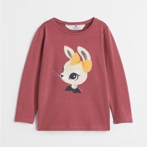 H&M Girls Pink Printed Jersey Top NWOT